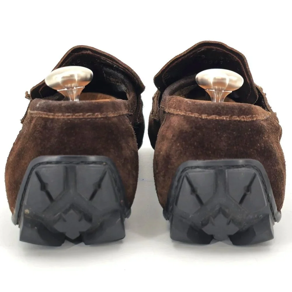 Gucci Italy Brown Suede Leather Driving Loafers Mens 8 Designer Dress Loafers - Picture 6 of 11